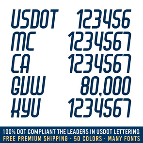 usdot, mc, ca, gvw & kyu number decal sticker