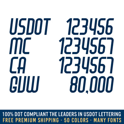 usdot, mc, ca, gvw number decal sticker