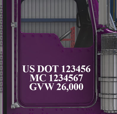 usdot mc gvw lettering