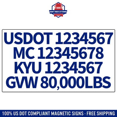 usdot mc kyu gvw magnetic sign