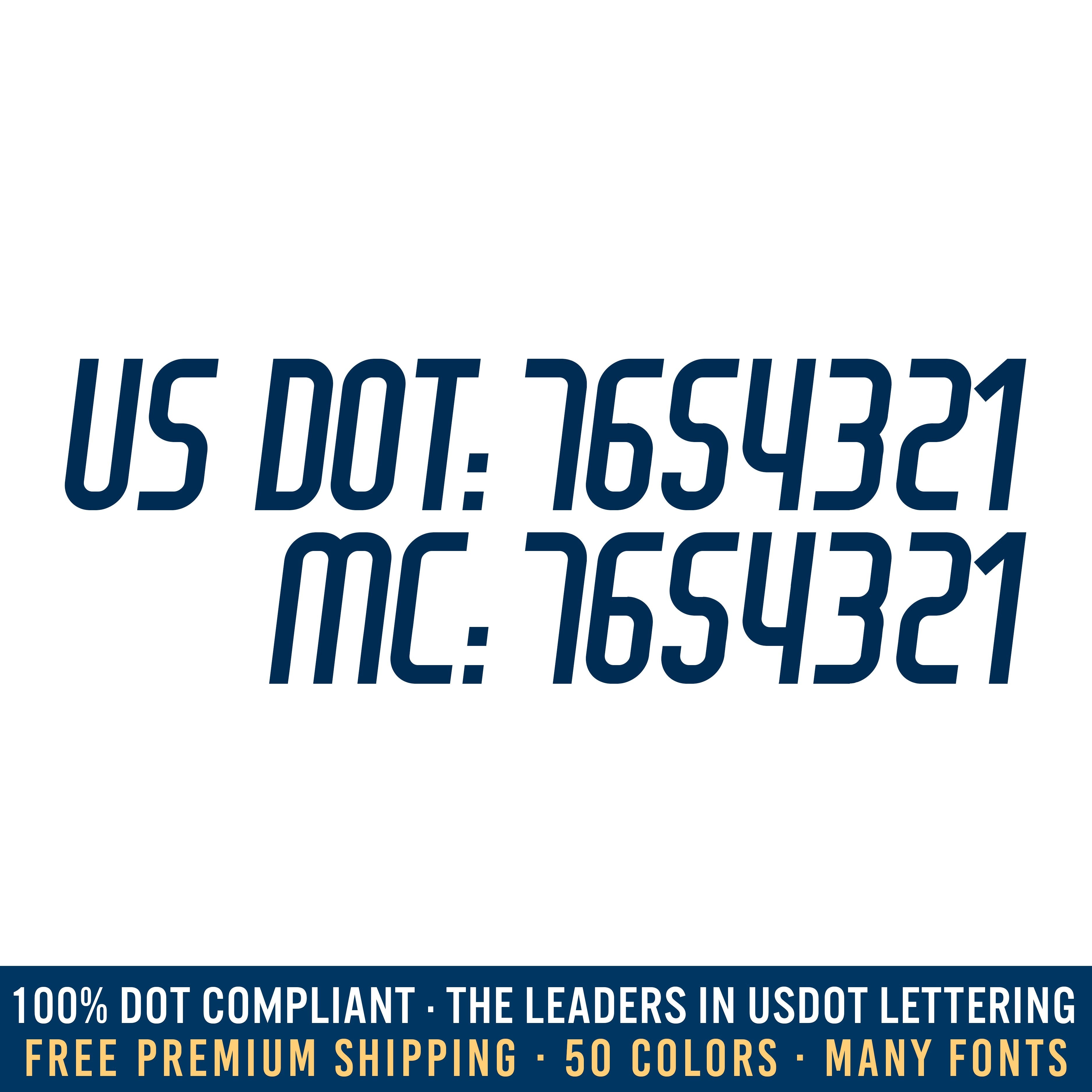 1 Line or USDOT (DOT) Number Sticker Decal Lettering