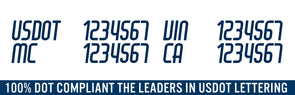 usdot, mc, vin & ca number decal
