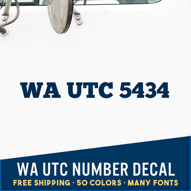 WA UTC Number Decal Sticker